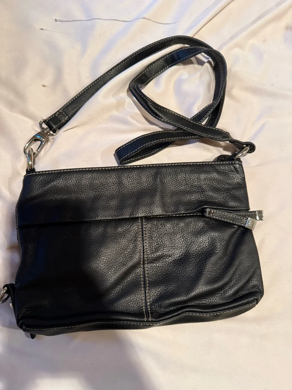 Tignanello Black Leather Crossbody Bag